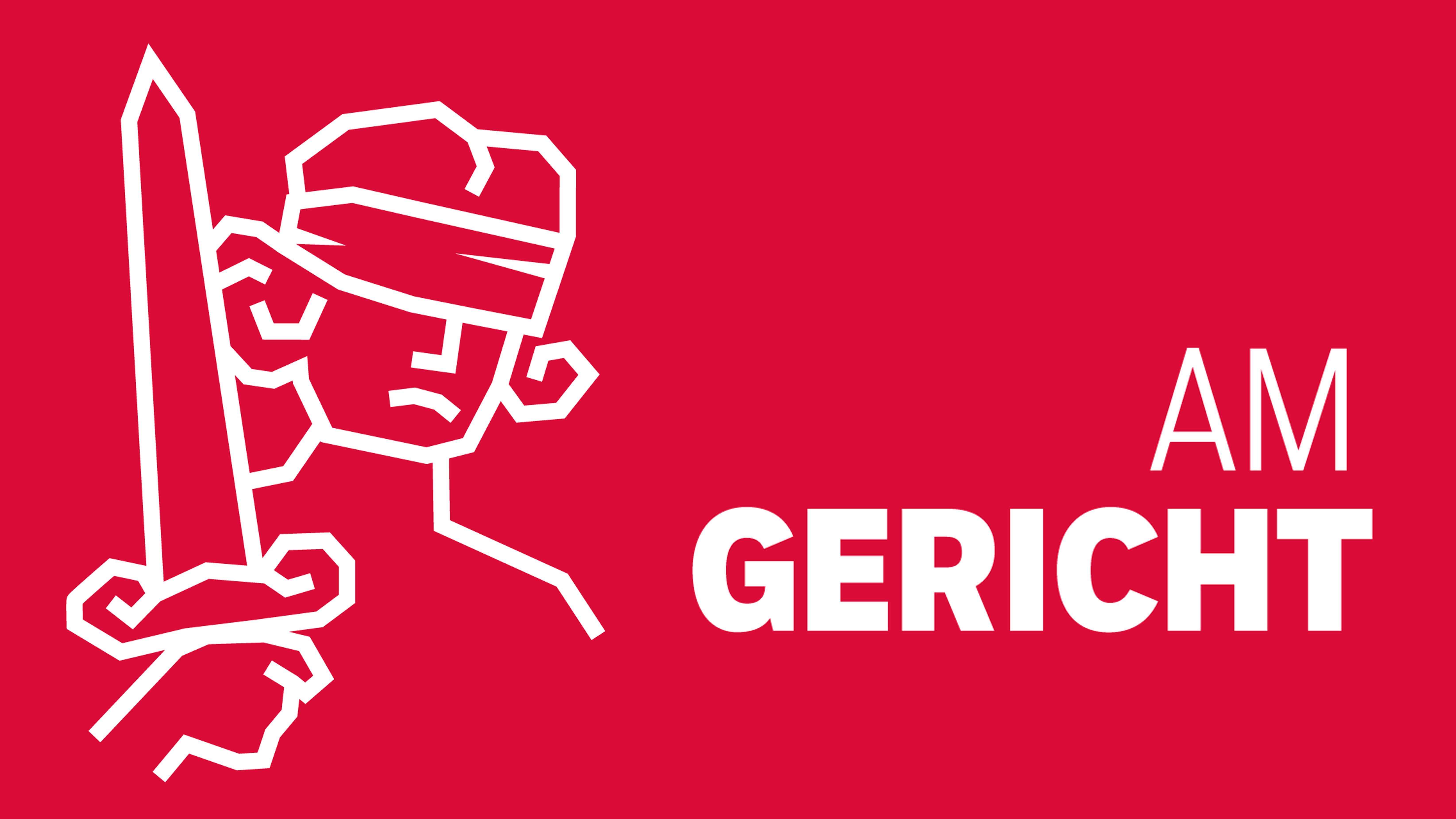 Das Cover von Am Gericht: eine Darstellung der Justitia mit verbundenen Augen und einem Schwert in der Hand.